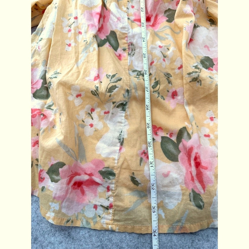 Abercrombie & Fitch Babydoll Dress Yellow Floral Puff Sleeves V-Neck Size Small - Picture 7 of 11